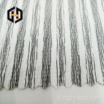 Tissu extensible teint en fil de jersey élastique doux à rayures